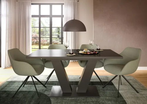 Esstisch Motion | ausziehbar | V-Fußgestell | grau | 150(190)x90