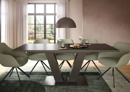 Esstisch Motion | ausziehbar | V-Fußgestell | grau | 150(190)x90