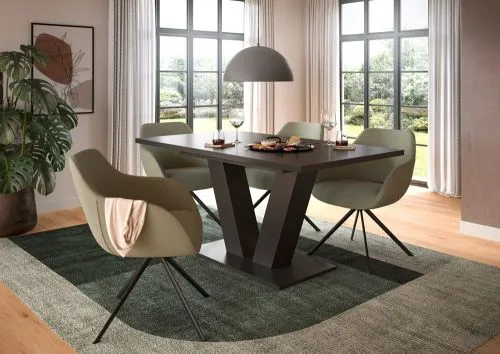 Esstisch Motion | ausziehbar | V-Fußgestell | grau | 150(190)x90