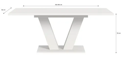 Esstisch Motion | ausziehbar | V-Fußgestell | weiß | 150(190)x90