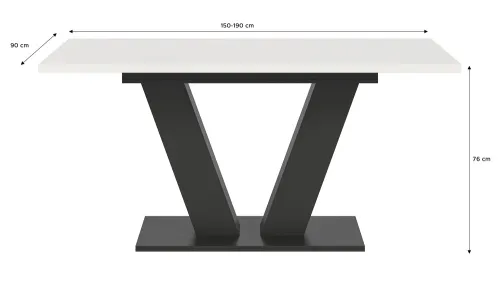 Esstisch Motion | ausziehbar | V-Fußgestell | weiß / grau | 150(190)x90