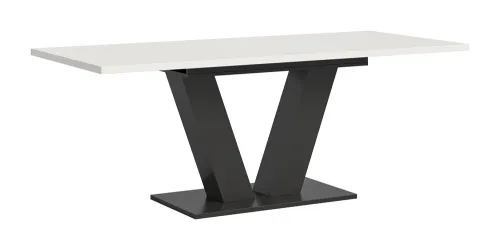 Esstisch Motion | ausziehbar | V-Fußgestell | weiß / grau | 150(190)x90