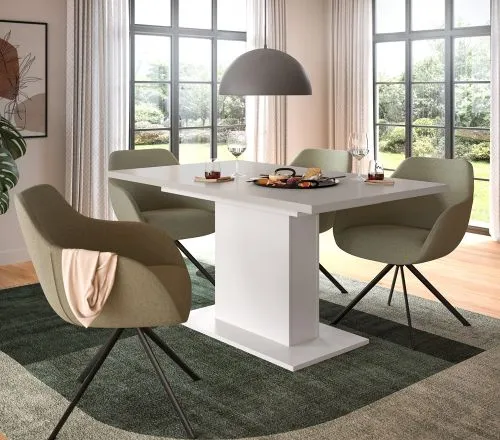 Esstisch Motion | ausziehbar | weiß / Kaschmir | 150(190)x90