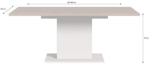 Esstisch Motion | ausziehbar | weiß / Kaschmir | 150(190)x90