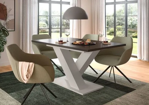 Esstisch Motion | ausziehbar | X-Fuß| grau / Kaschmir | 150(190)x90