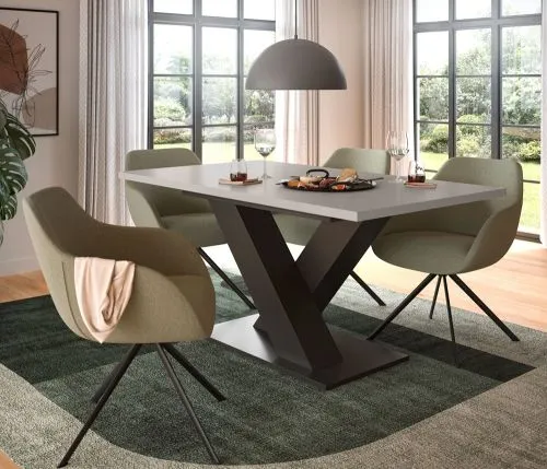 Esstisch Motion | ausziehbar | X-Fuß | grau / Kaschmir | 150(190)x90