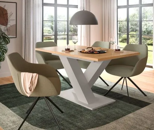 Esstisch Motion | ausziehbar | X-Fuß | Kaschmir/ Artisan | 150(190)x90