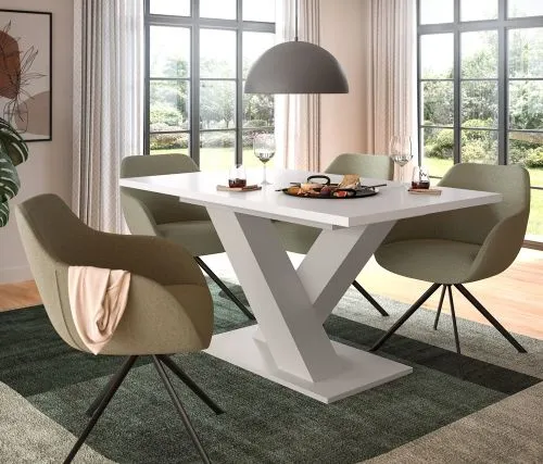 Esstisch Motion | ausziehbar | X-Fuß | weiß / Kaschmir | 150(190)x90