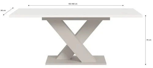 Esstisch Motion | ausziehbar | X-Fuß | weiß / Kaschmir | 150(190)x90