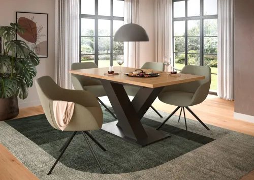 Esstisch Motion | ausziehbar | X-Fußgestell | Artisan Eiche / grau | 150(190)x90