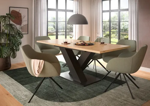 Esstisch Motion | ausziehbar | X-Fußgestell | Artisan Eiche / grau | 150(190)x90