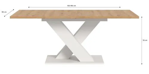 Esstisch Motion | ausziehbar | X-Fußgestell | Artisan Eiche / weiß | 150(190)x90