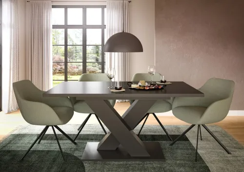 Esstisch Motion | ausziehbar | X-Fußgestell | grau | 150(190)x90