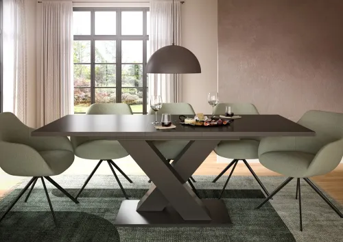 Esstisch Motion | ausziehbar | X-Fußgestell | grau | 150(190)x90