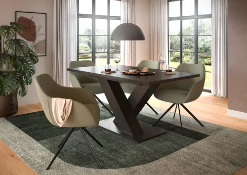 Esstisch Motion | ausziehbar | X-Fußgestell | grau | 150(190)x90