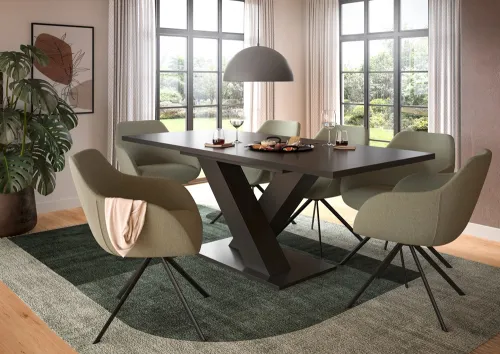 Esstisch Motion | ausziehbar | X-Fußgestell | grau | 150(190)x90