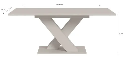 Esstisch Motion | ausziehbar | X-Fußgestell | Kaschmir | 150(190)x90