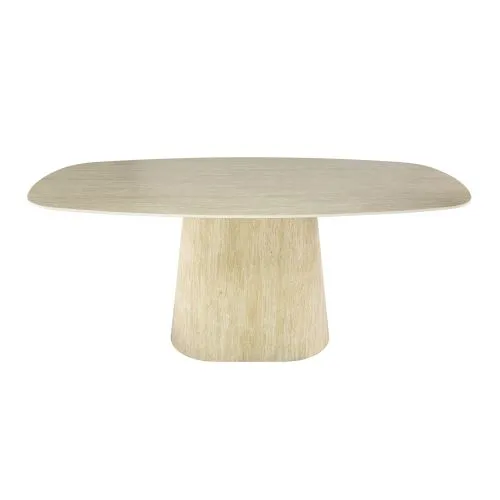 Esstisch Noda | oval | 180 cm | 3D Keramik | Travertin