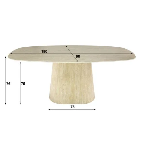 Esstisch Noda | oval | 180 cm | 3D Keramik | Travertin