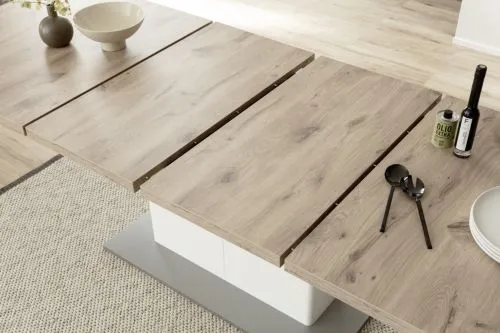 Esstisch Palermo | 180(280)x100 | ausziebar | Soft white / Viking Oak