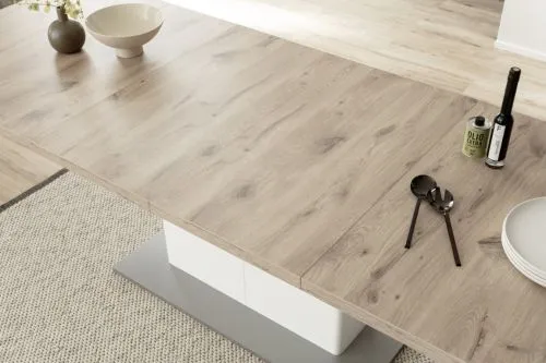 Esstisch Palermo | 180(280)x100 | ausziebar | Soft white / Viking Oak