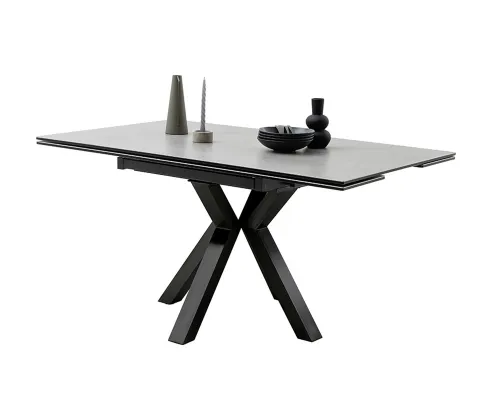 Esstisch Pallini | hellgrau / schwarz | ausziehbar | 90(150) x 90