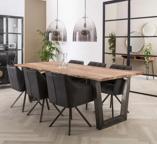 Esstisch Phasis | Akazie massiv | Baumstamm | natur 300x100