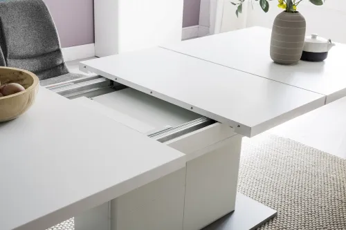 Esstisch Säulentisch Amora | ausziehbar | 180(280)x100 | weiß matt