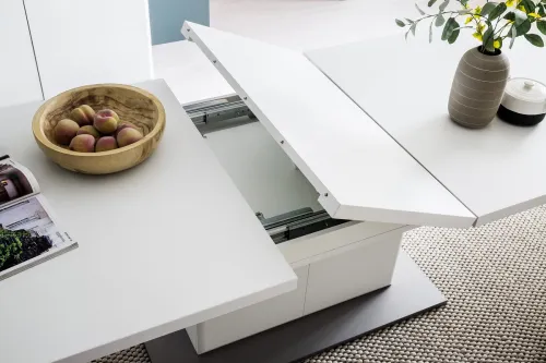 Esstisch Säulentisch Amora | ausziehbar | 180(280)x100 | weiß matt