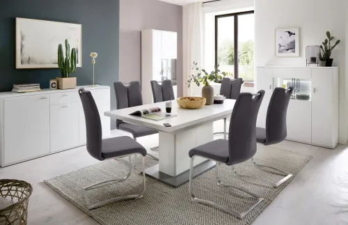 Esstisch Säulentisch Amora | ausziehbar | 180(280)x100 | weiß matt