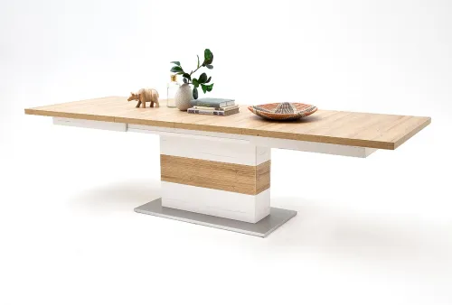 Esstisch Säulentisch Brixen | ausziehbar | Pinie Aurelio / Grandson Oak | 180(280) x 100