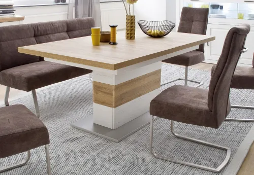 Esstisch Säulentisch Brixen | ausziehbar | Pinie Aurelio / Grandson Oak | 180(280) x 100