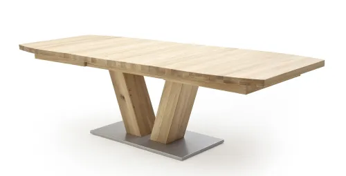 Esstisch Säulentisch Managua Bootsform | Eiche Bianco massiv | 140 x90 cm