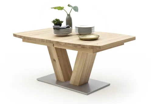 Esstisch Säulentisch Managua Bootsform | Eiche Bianco massiv | 180 x100 cm