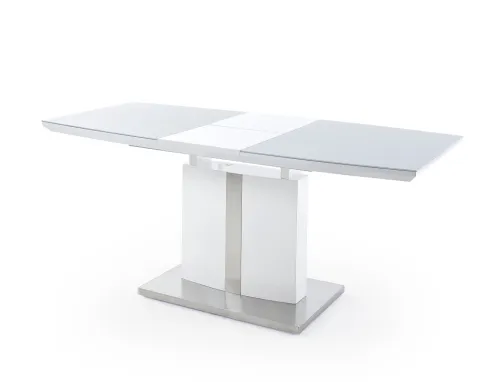 Esstisch Säulentisch Najuma | Bootsform | weiß Hochglanz | ausziehbar | 140(180) x 76