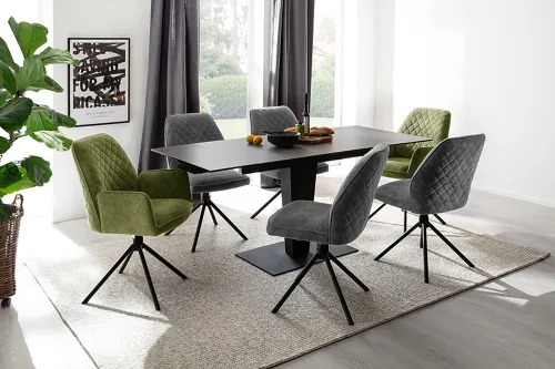 Esstisch Säulentisch Pesaro | anthrazit / schwarz | ausziehbar | 120(180) x 80