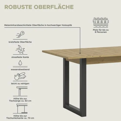 Esstisch Seattle | ausziehbar | Artisan Eiche / grau | 150(190)x80