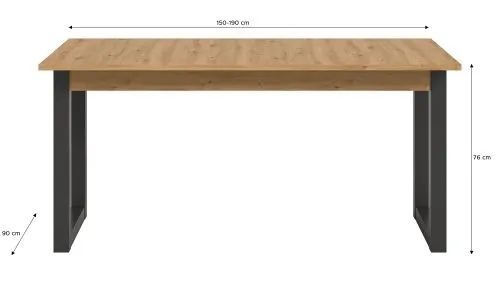 Esstisch Seattle | ausziehbar | Artisan Eiche / grau | 150(190)x80