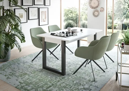 Esstisch Seattle | ausziehbar | weiß / grau | 150(190)x80