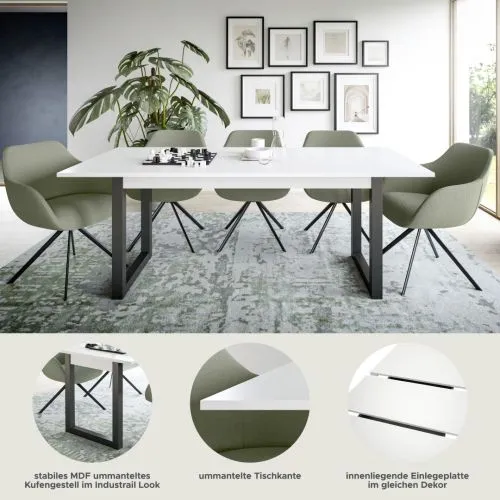 Esstisch Seattle | ausziehbar | weiß / grau | 150(190)x80