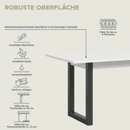 Esstisch Seattle | ausziehbar | weiß / grau | 150(190)x80