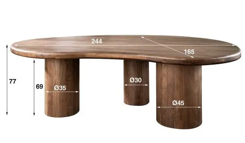 Esstisch Tabula | Nierenförmig | 245 cm | Akazie massiv | braun