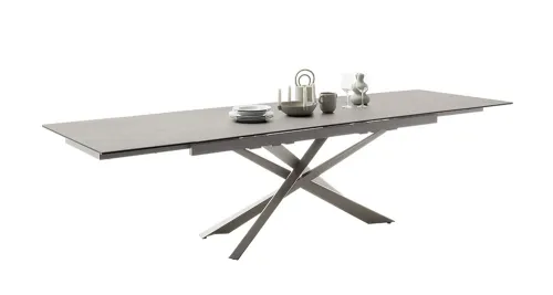 Esstisch Tesero | anthrazit / Edelstahl | ausziehbar | 200(300) x 95