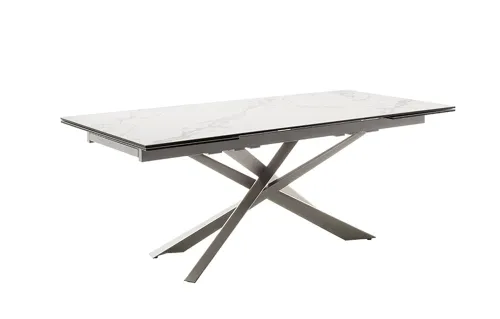 Esstisch Tesero | creme / Edelstahl | ausziehbar | 200(300) x 95