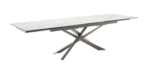 Esstisch Tesero | creme / Edelstahl | ausziehbar | 200(300) x 95