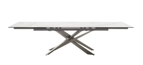 Esstisch Tesero | creme / Edelstahl | ausziehbar | 200(300) x 95