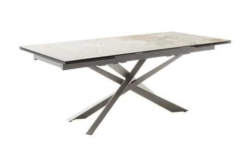 Esstisch Tesero | grau / Edelstahl | ausziehbar | 200(300) x 95