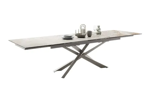 Esstisch Tesero | grau / Edelstahl | ausziehbar | 200(300) x 95