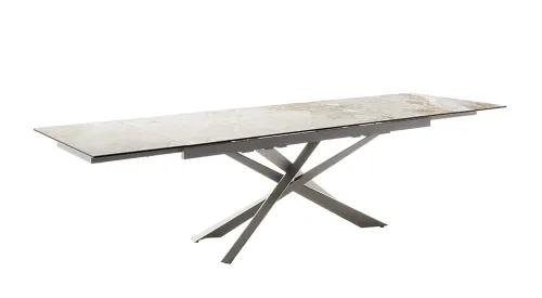 Esstisch Tesero | grau / Edelstahl | ausziehbar | 200(300) x 95