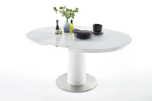 Esstisch Waris | weiß | rund | ausziehbar | Ø 120(160) cm